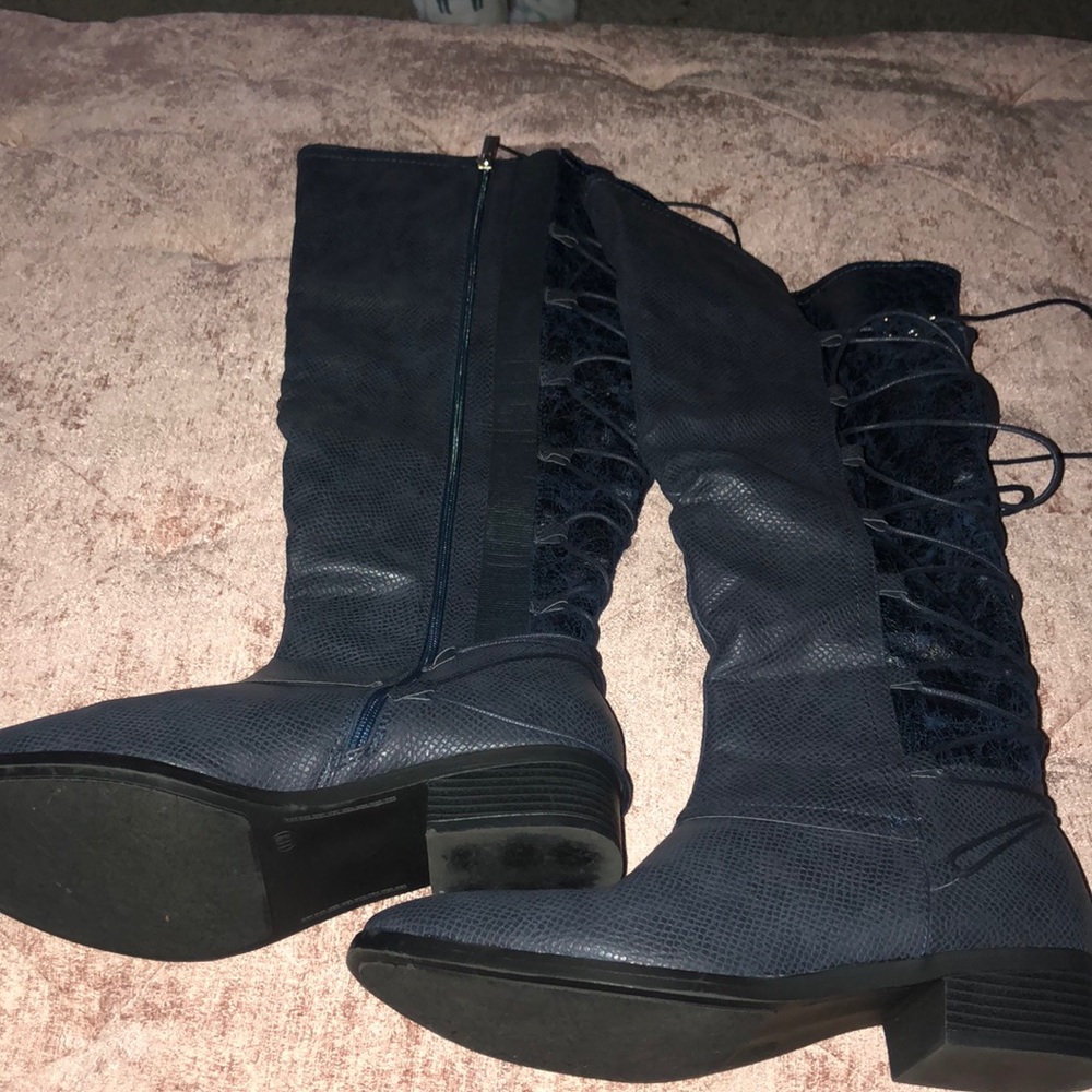 Navy Blue Wide Width Boots Size 11
